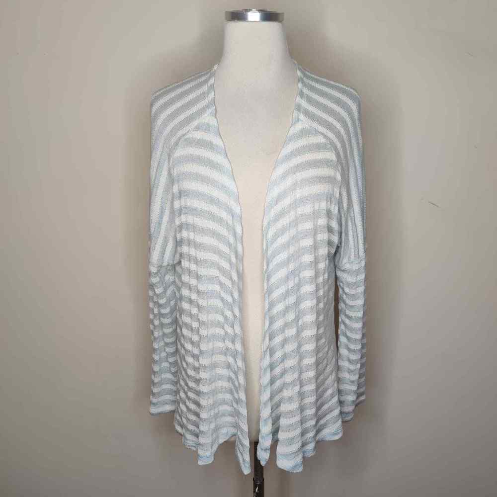 Pleione Striped Cardigan Dolman Sleeves Open Front NWT